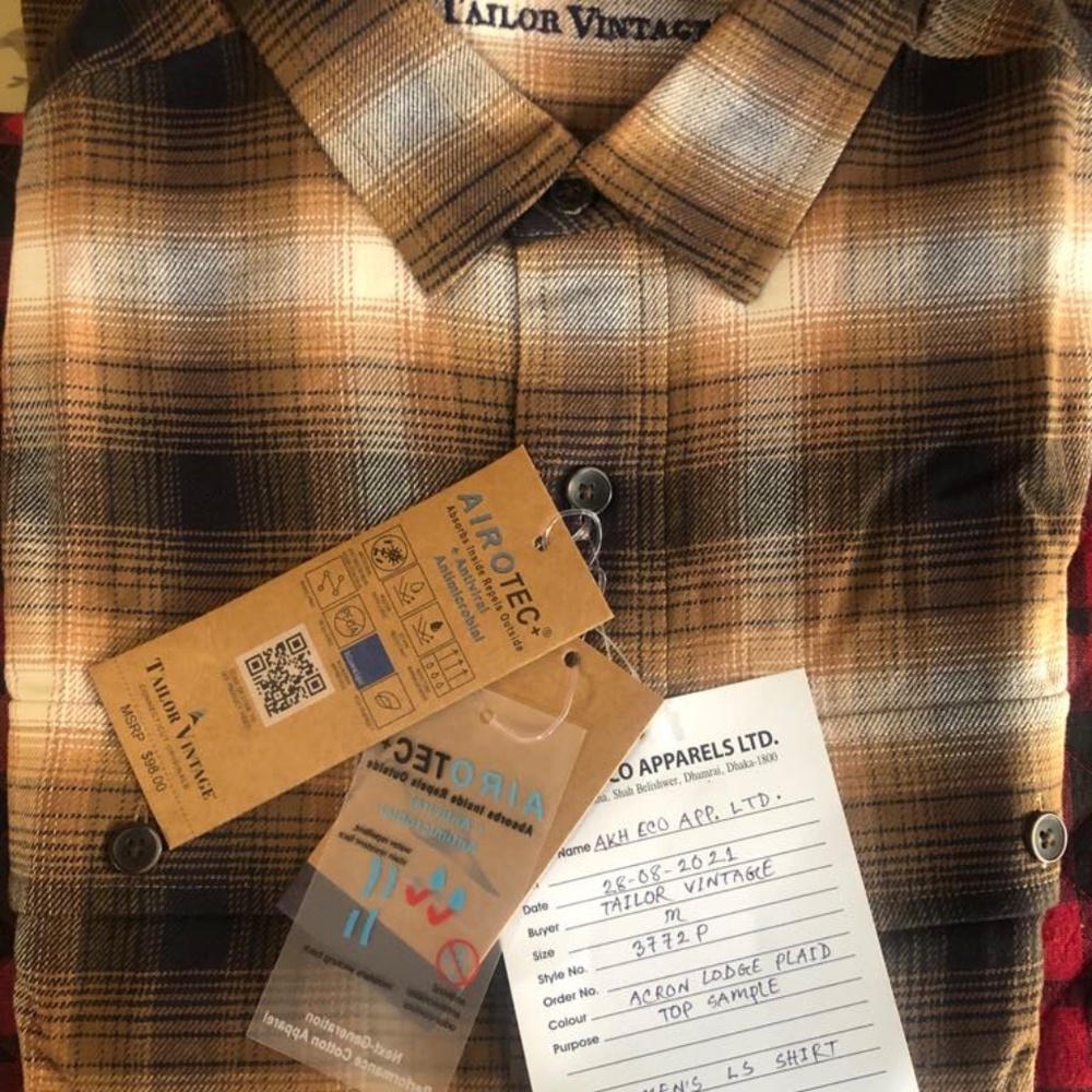Tailor Vintage Luxe performance flannel men’s casual long sleeve shirt. - Picture 2 of 4